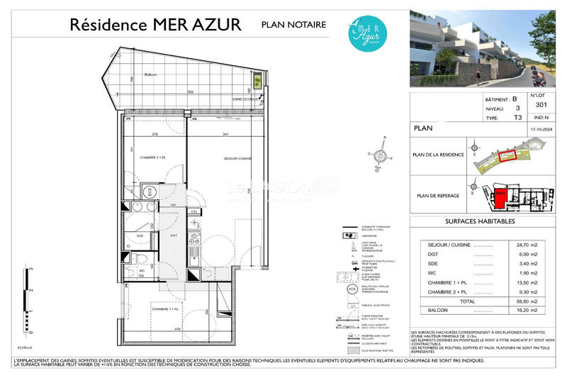 Appartement - 59 m² - 3 pièces