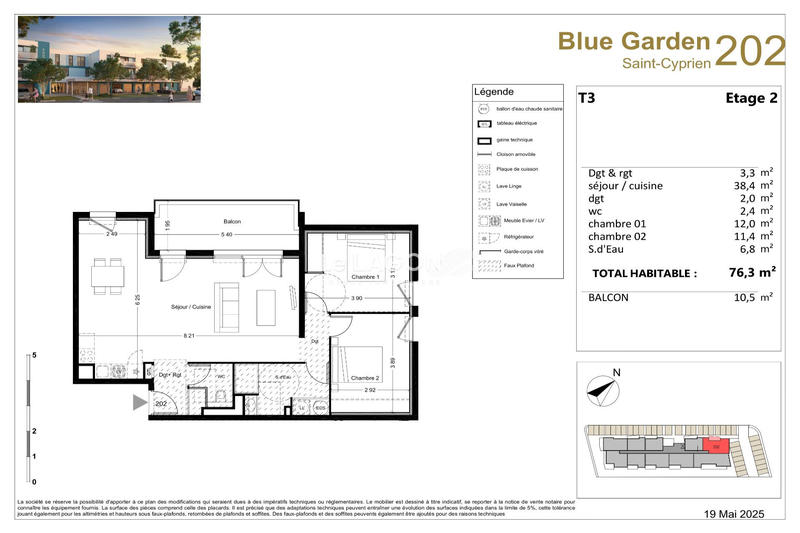 Appartement - 76 m² - 3 pièces