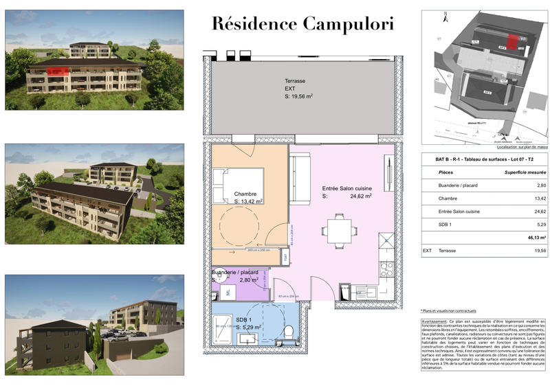Appartement - 46 m² - 2 pièces