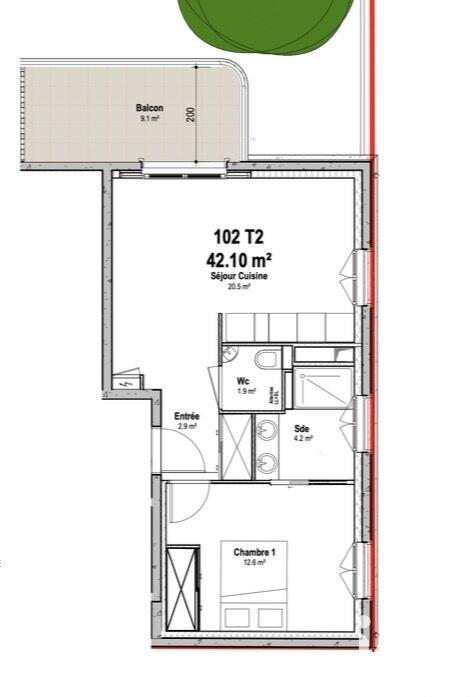Appartement - 42 m² - 2 pièces
