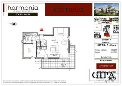 Appartement - 63 m² - 3 pièces