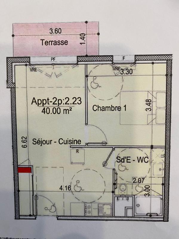 Appartement - 40 m² - 2 pièces