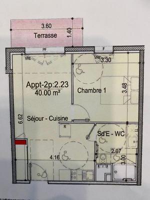 Appartement - 40 m² - 2 pièces