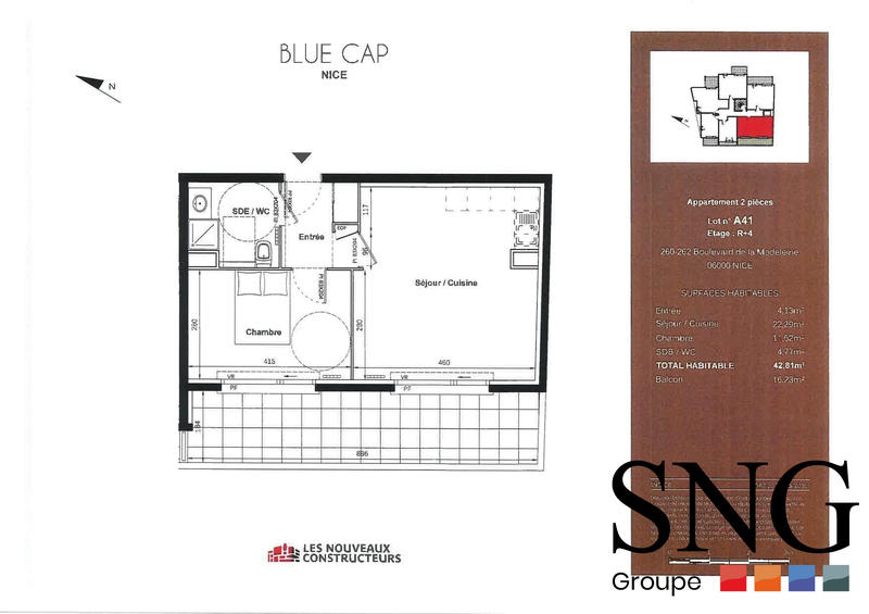 Appartement - 43 m² - 2 pièces