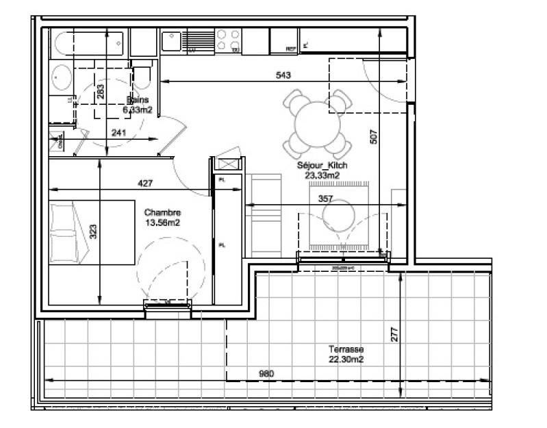 Appartement - 43 m² - 2 pièces