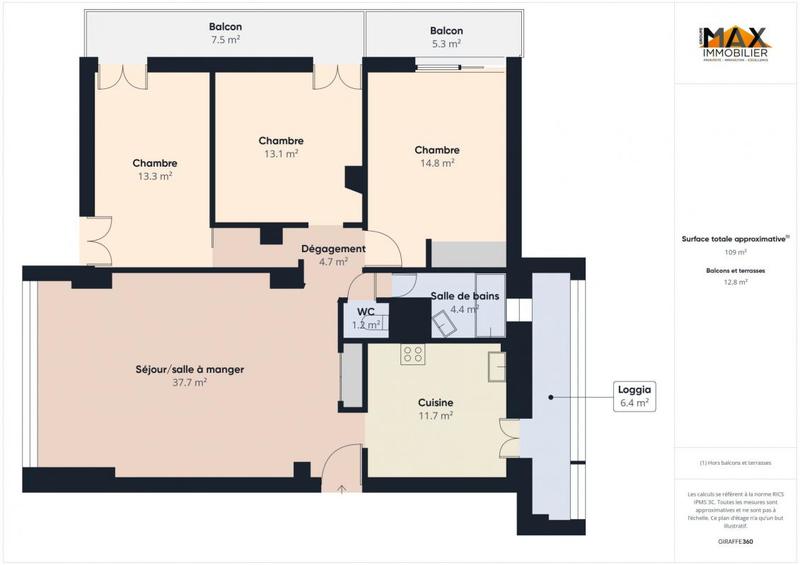 Appartement - 93 m² - 4 pièces