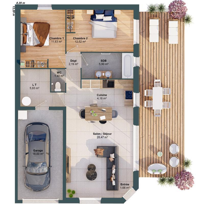 Maison - 74 m² - 4 pièces