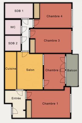 Chambre - 19 m² - 4 pièces