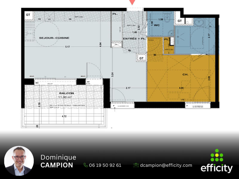 Appartement - 51 m² - 2 pièces