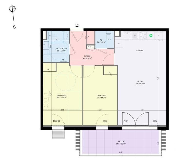 Appartement - 65 m² - 3 pièces