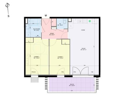 Appartement - 65 m² - 3 pièces