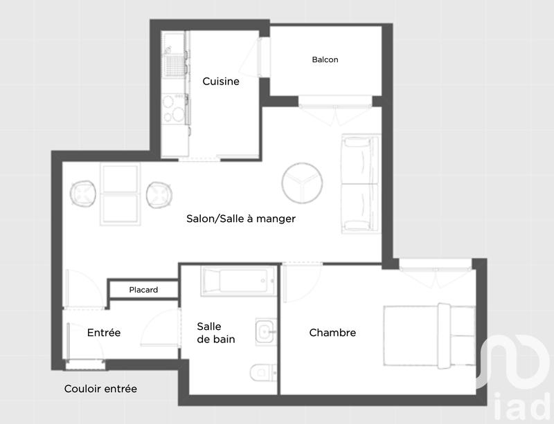 Appartement - 48 m² - 2 pièces