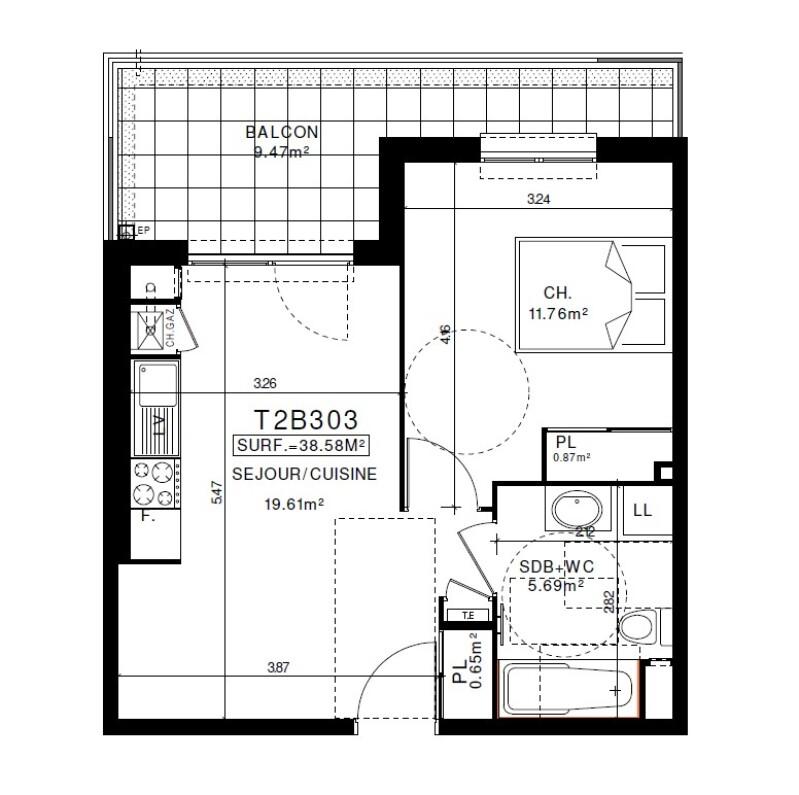 Appartement - 38 m² - 2 pièces