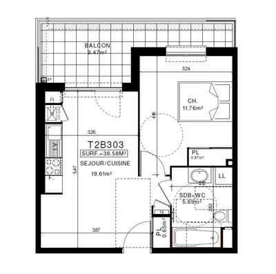 Appartement - 38 m² - 2 pièces