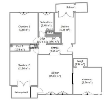 Appartement - 65 m² - 4 pièces