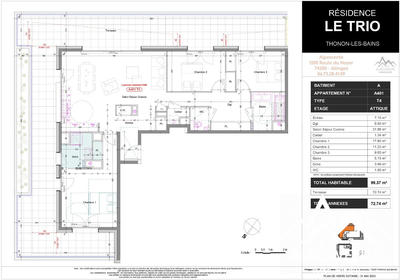 Appartement - 99 m² - 4 pièces