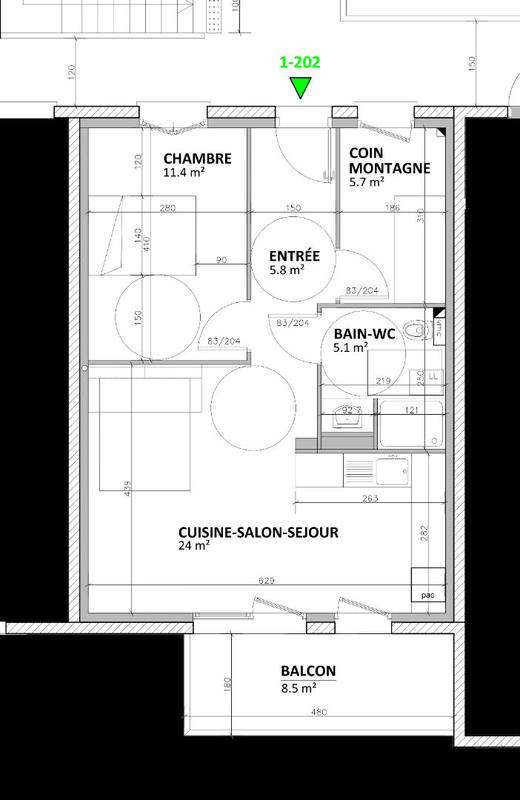 Appartement - 51 m² - 2 pièces