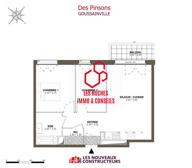 Appartement - 55 m² - 3 pièces