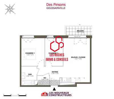 Appartement - 55 m² - 3 pièces