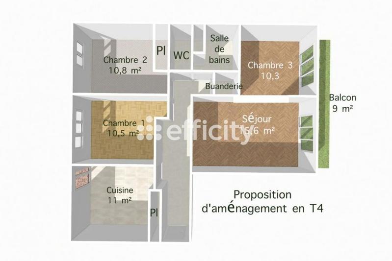 Appartement - 77 m² - 3 pièces