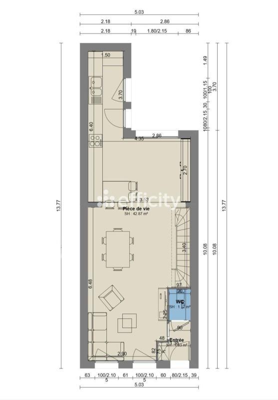 Maison de ville - 104 m² - 4 pièces