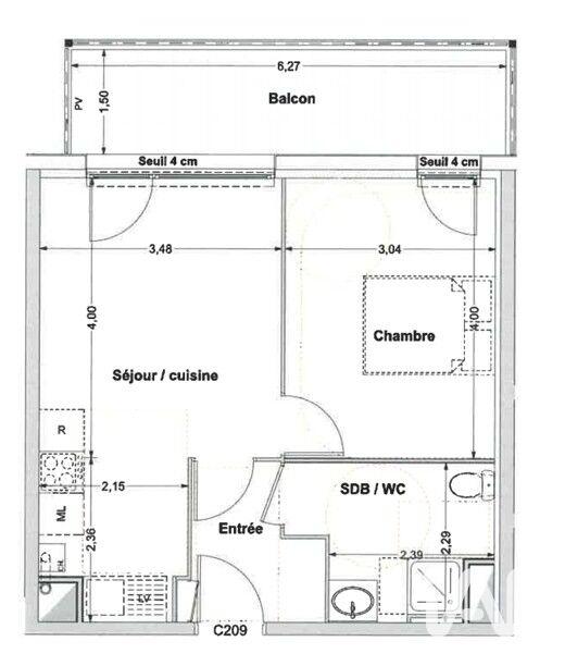 Appartement - 40 m² - 2 pièces