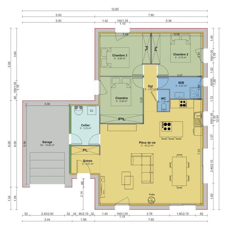 Maison - 90 m² - 5 pièces