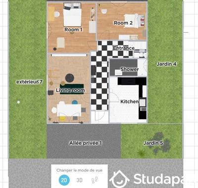 Chambre - 15 m² - 1 pièce