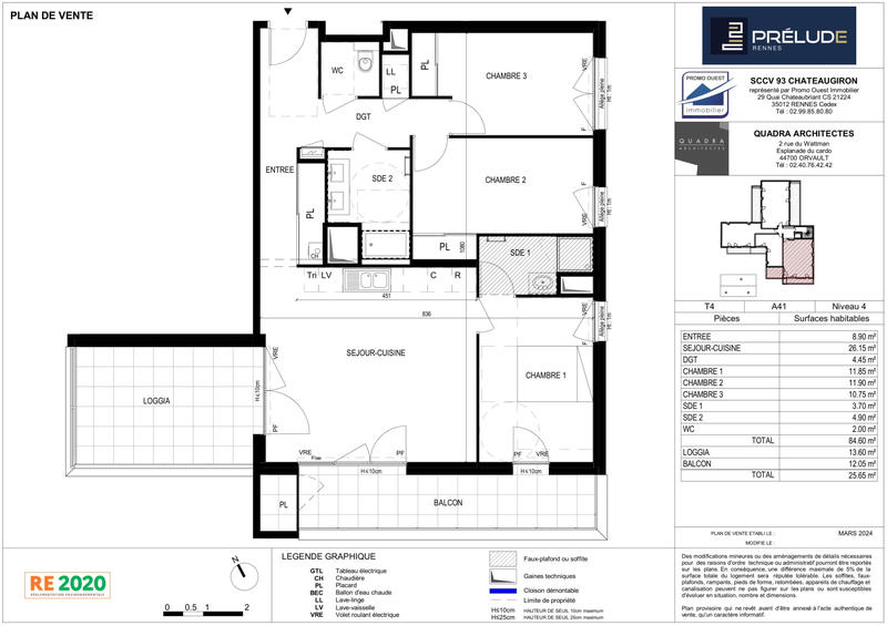 Appartement - 85 m² - 4 pièces