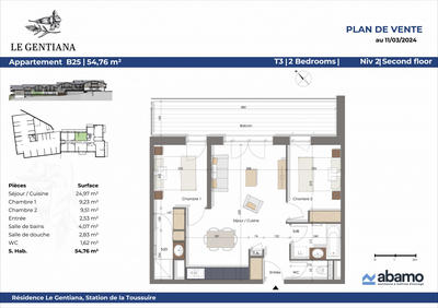 Appartement - 54 m² - 3 pièces