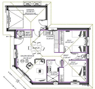 Maison - 61 m² - 4 pièces