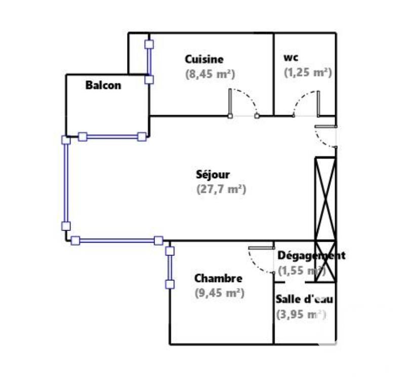 Appartement - 55 m² - 2 pièces