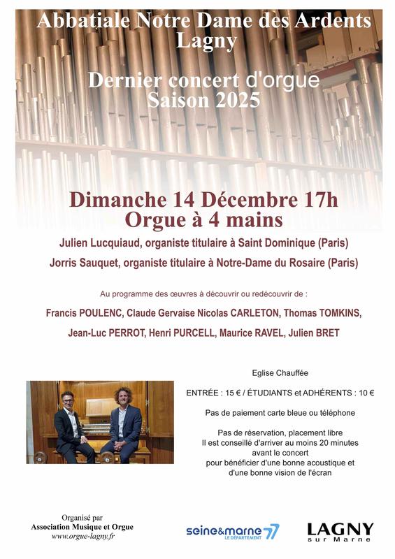 Récital d'orgue à 4 mains et 4 pieds - Duo &quot;Des pieds et des mains !&quot;