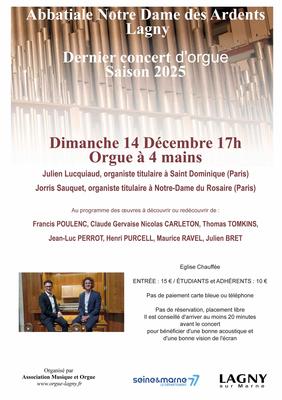 Récital d'orgue à 4 mains et 4 pieds - Duo &quot;Des pieds et des mains !&quot;