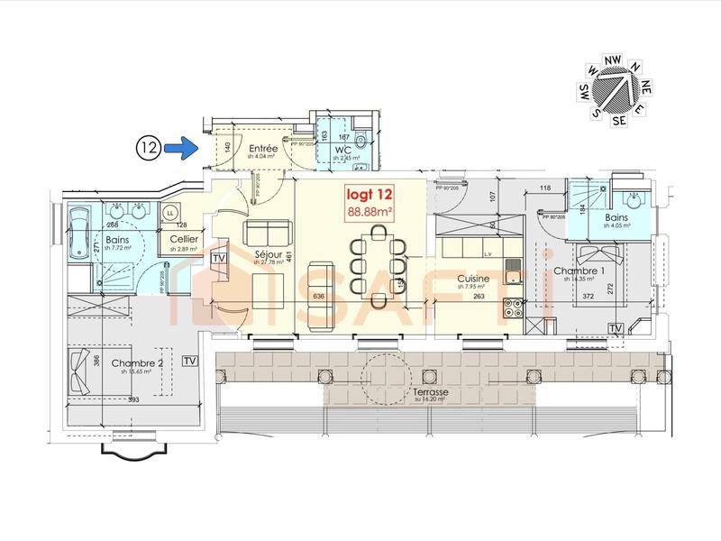 Appartement - 88 m² - 3 pièces