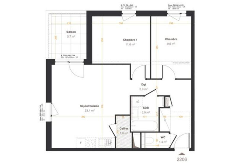 Appartement - 65 m² - 3 pièces