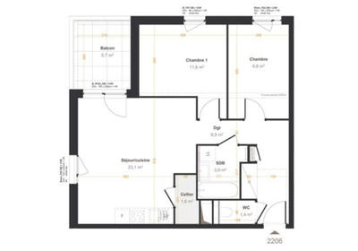 Appartement - 65 m² - 3 pièces