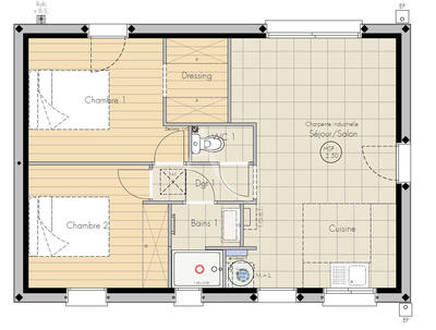 Maison - 50 m² - 3 pièces