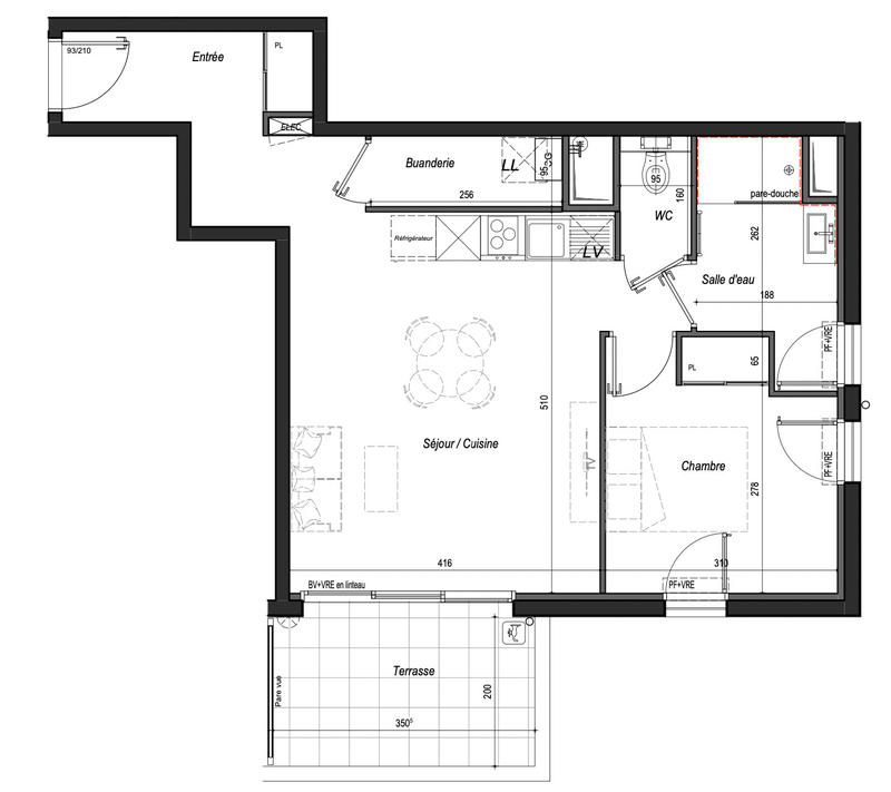 Appartement - 48 m² - 2 pièces
