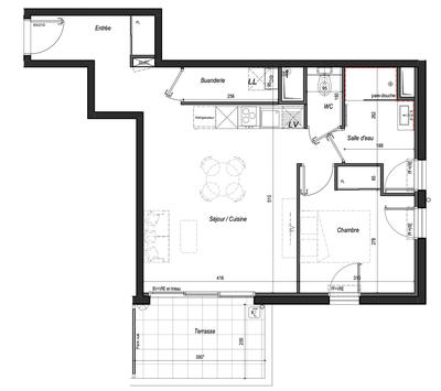 Appartement - 48 m² - 2 pièces