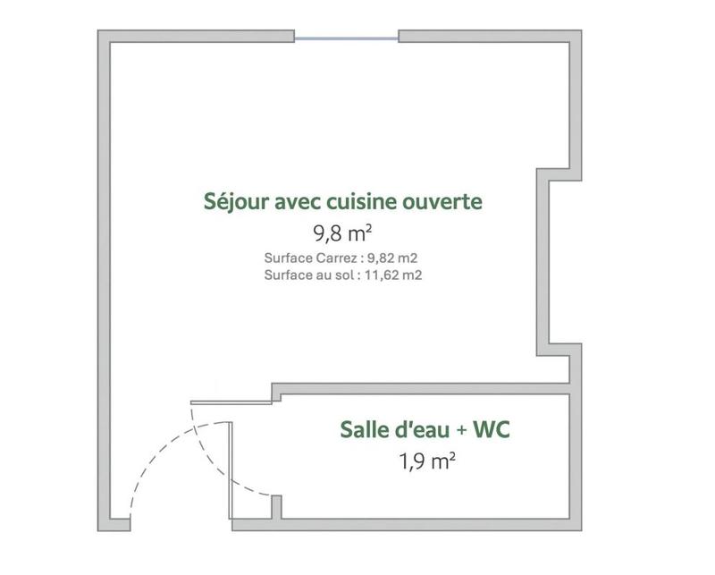 Appartement ancien - 12 m² - 1 pièce