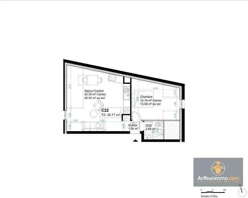 Appartement - 36 m² - 2 pièces