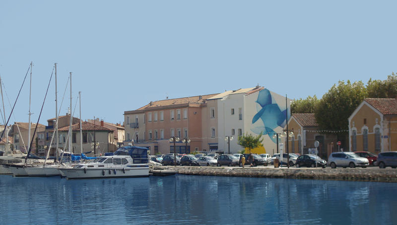 Peinture monumentale de Guillaume Bottazzi sur l'Île de Martigues