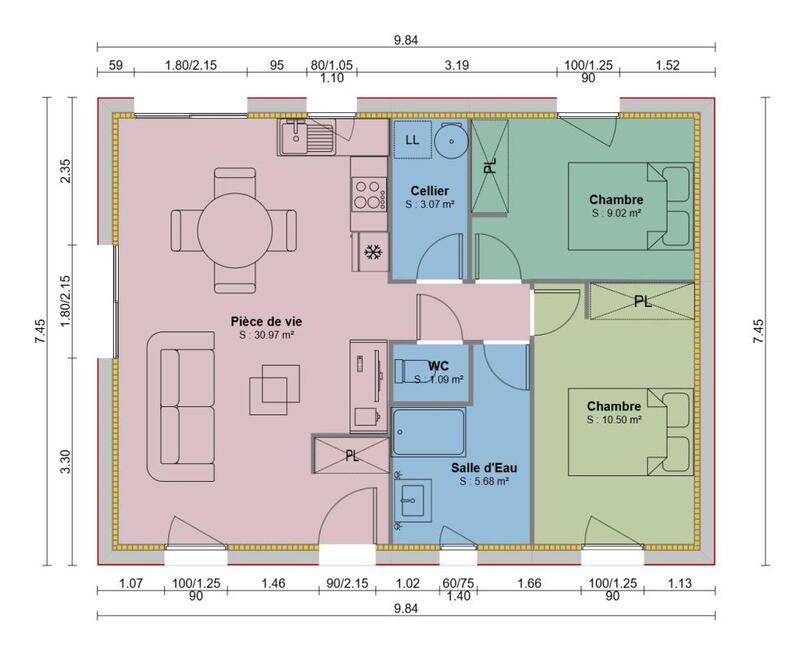 Maison - 60 m² - 3 pièces