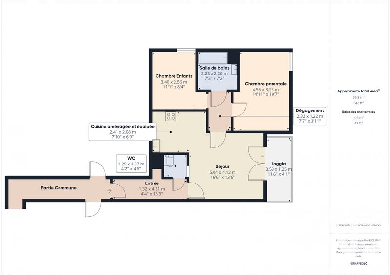 Appartement - 61 m² - 3 pièces