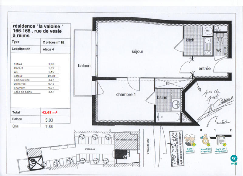Appartement - 43 m² - 2 pièces