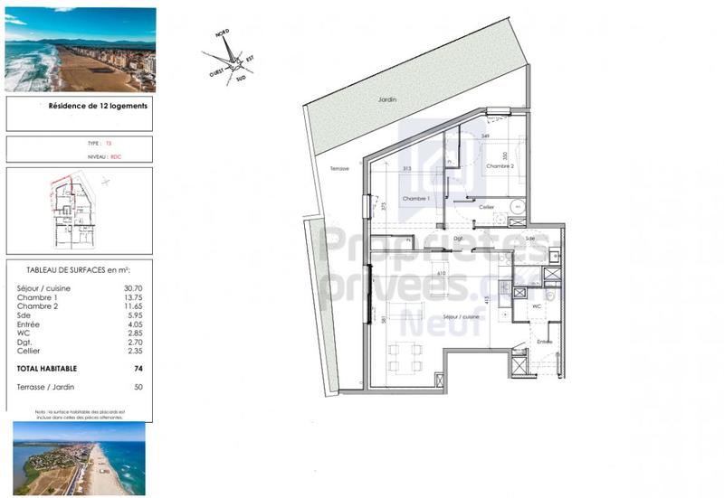 Appartement - 74 m² - 3 pièces