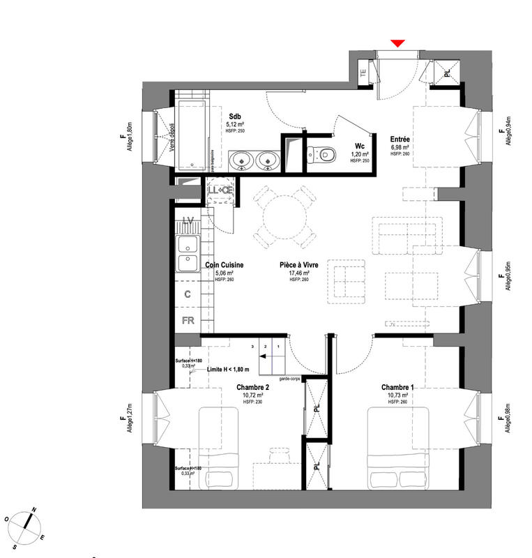 Appartement - 59 m² - 3 pièces