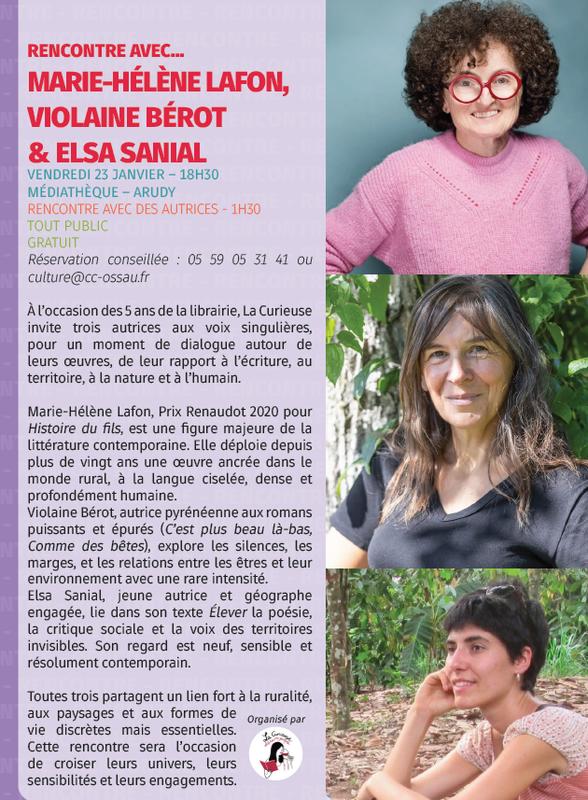 Rencontre avec... Marie-Hélène Lafon, Violaine Bérot et Elsa Sanial