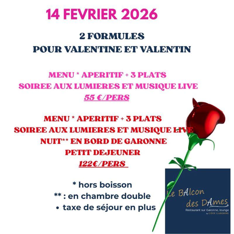 Soirée de la Saint-Valentin a Côté Garonne : le Balcon des Dames